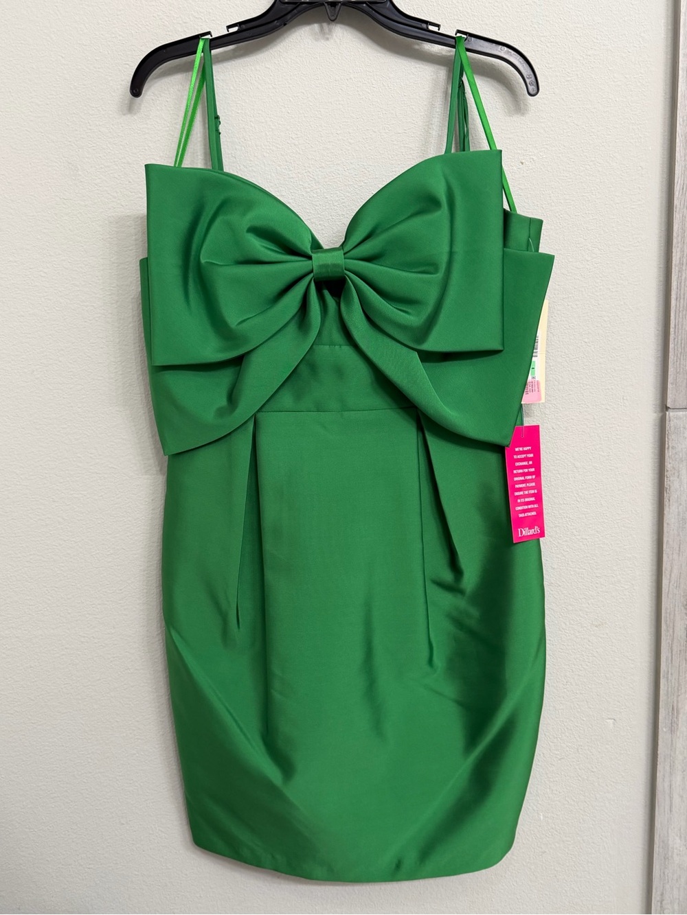 Emerald Green Bow-Front Mini Dress